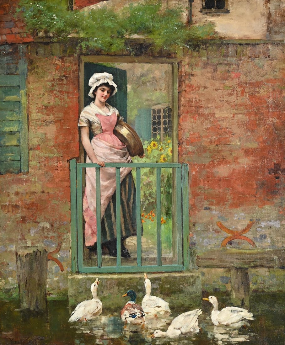 HENRY JOHN YEEND KING (BRITISH 1855-1924), FEEDING THE DUCKS (1 of 3)