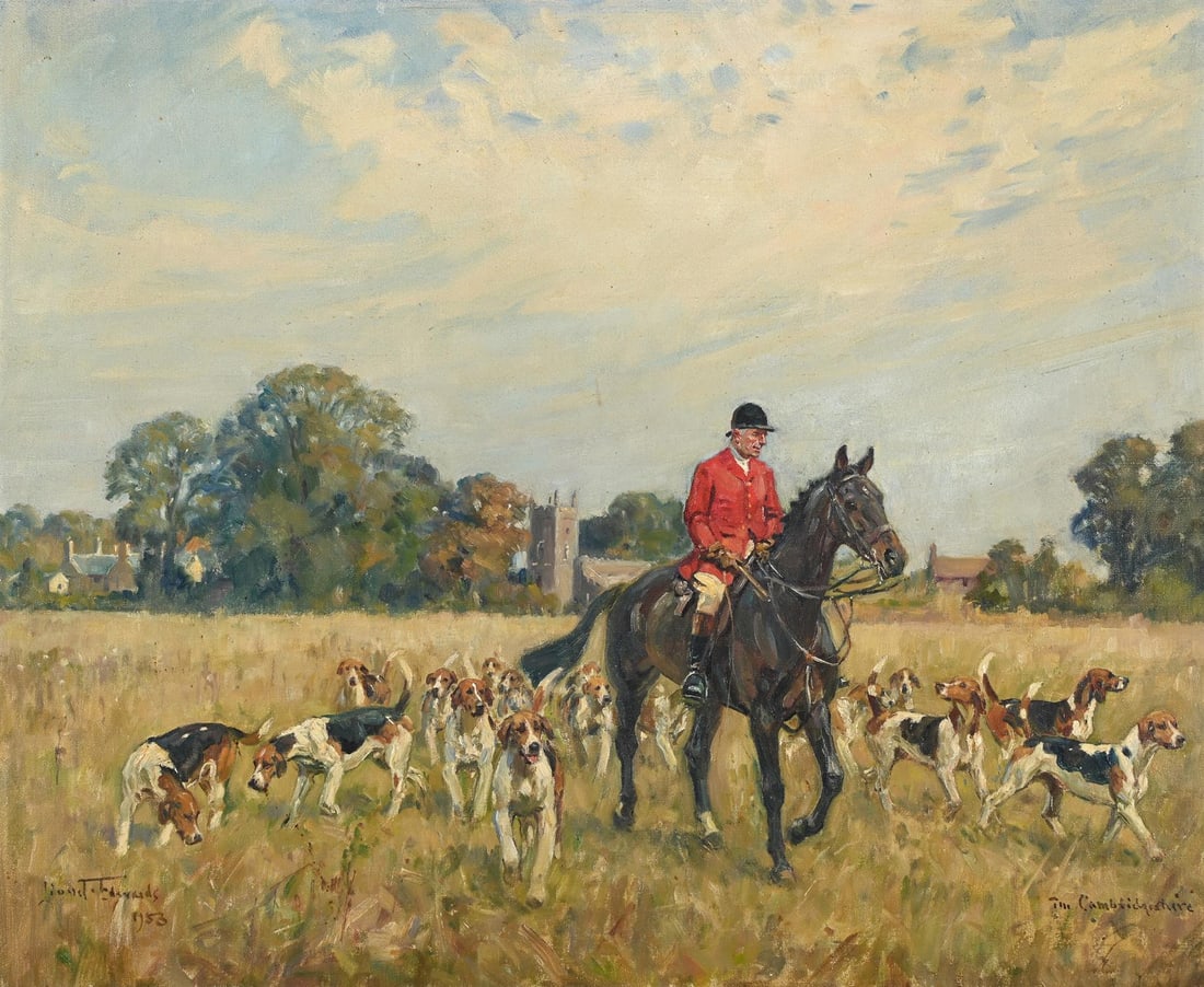 λ LIONEL DALHOUSIE ROBERTSON EDWARDS (BRITISH 1878-1966), GILBERT WITH THE HOUNDS (1 of 3)