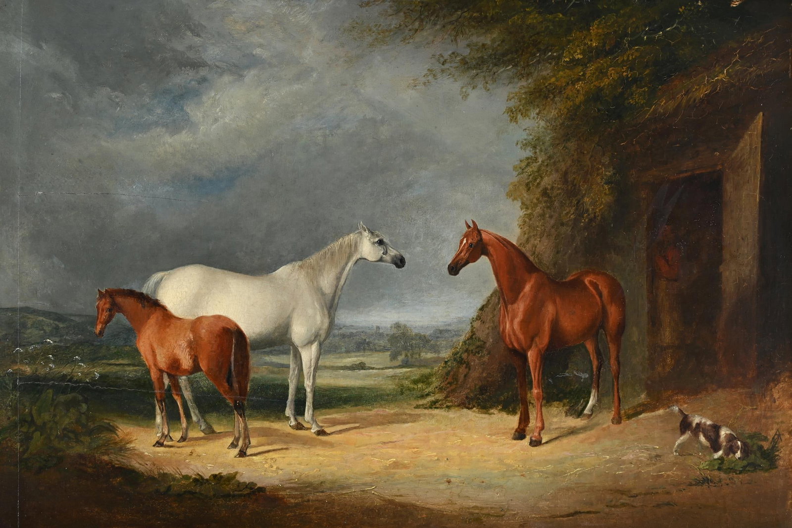 HENRY BERNARD CHALON (BRITISH 1770-1849), HUNTERS AND A FOAL IN A LANDSCAPE (1 of 3)