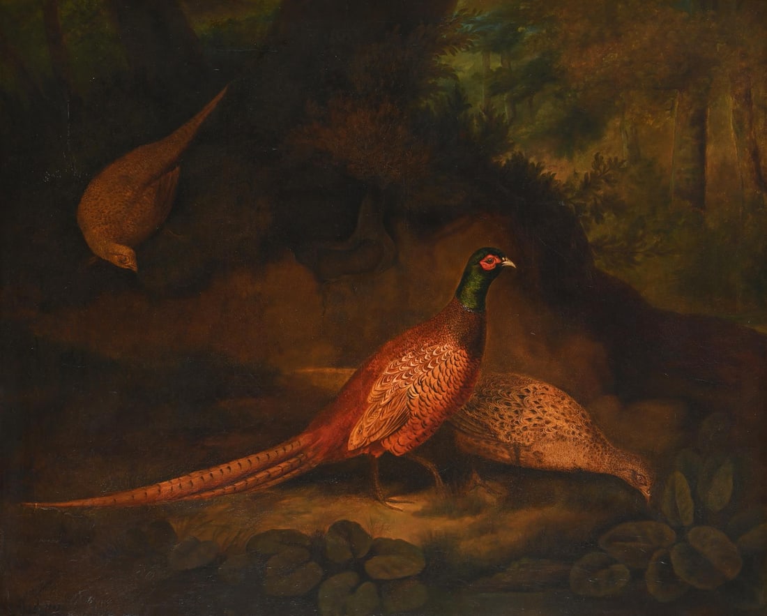 ENGLISH SCHOOL (19TH CENTURY), PHEASANTS IN A WOODLAND LANDSCAPE (1 of 3)
