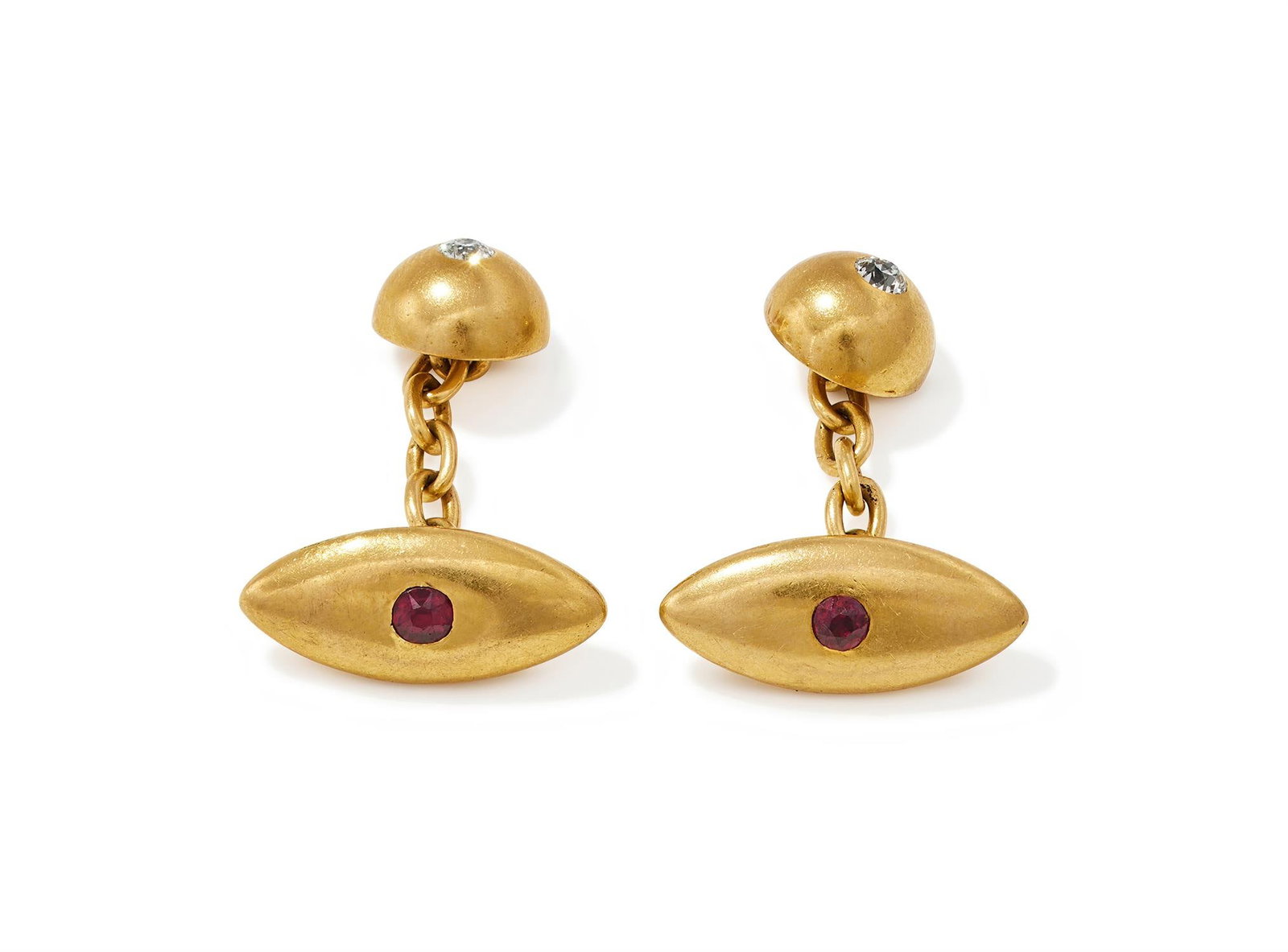A PAIR OF RUBY AND DIAMOND CUFFLINKS (1 of 3)