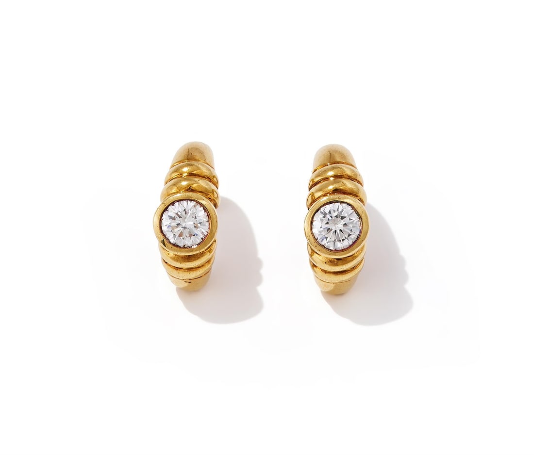 MAPPIN & WEBB, A PAIR OF DIAMOND HOOP EARRINGS (1 of 3)