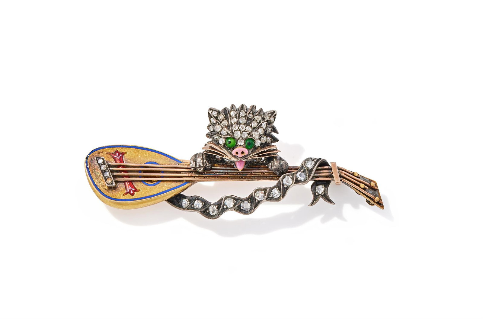 A LATE 19TH CENTURY DIAMOND AND ENAMEL NOVELTY BROOCH (1 of 2)