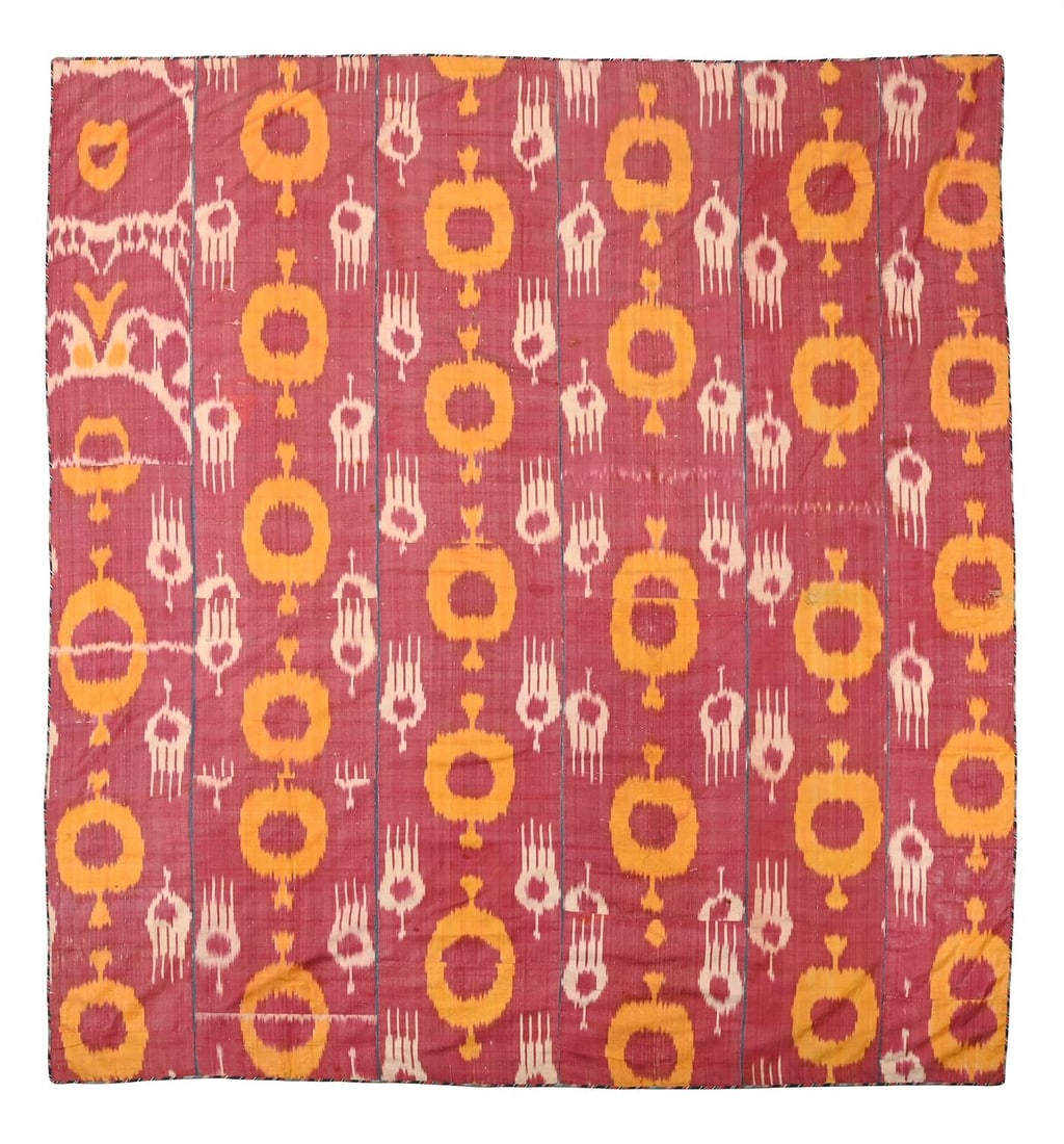 A SILK IKAT PANEL, UZBEKISTAN, CIRCA 1900 (1 of 2)