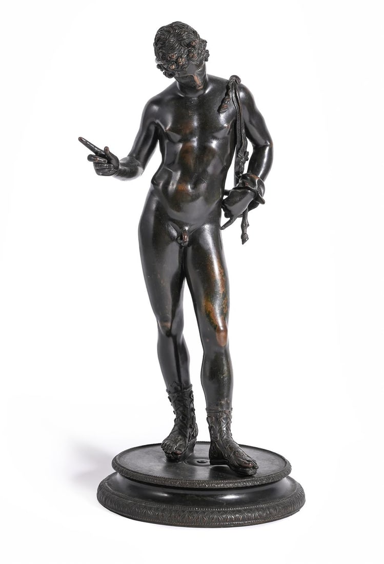 AFTER THE ANTIQUE, A BRONZE FIGURE OF NARCISSUS, NAPLES, LATE 19TH CENTURY (1 of 4)