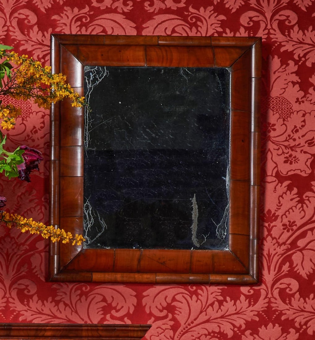 A WILLIAM & MARY WALNUT CUSHION MIRROR, CIRCA 1690 (1 of 3)