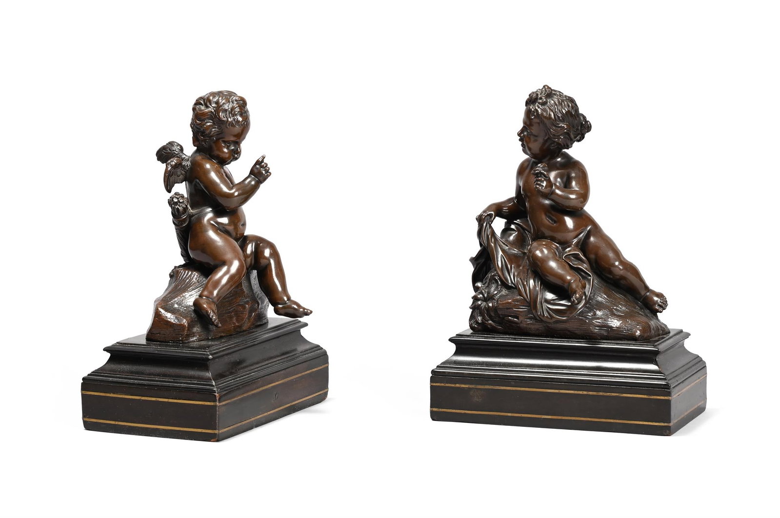 Y AFTER FILIPPO DELLA VALLE (1698-1768), A PAIR OF BRONZE FIGURES OF THE INFANTS CUPID AND PSYCHE (1 of 3)
