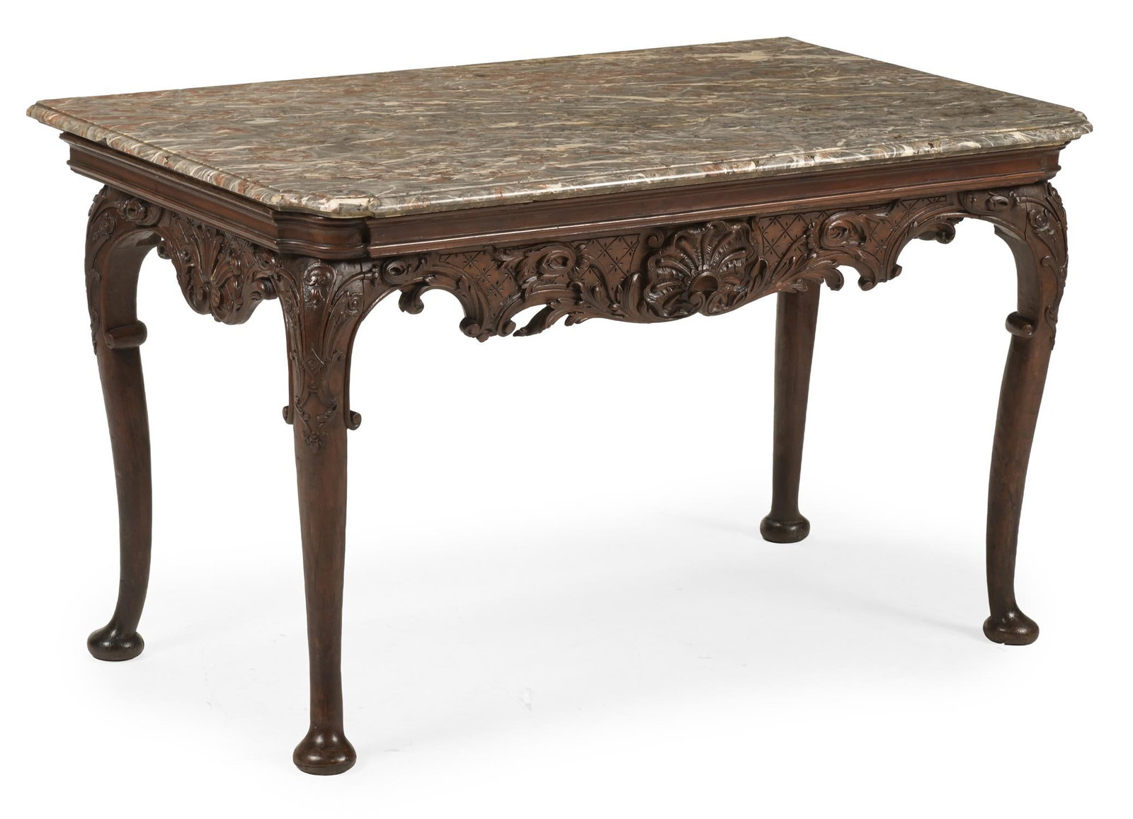 A LOUIS XV CARVED CHESTNUT AND WALNUT CONSOLE OR SIDE TABLE, CIRCA 1750 (1 of 3)