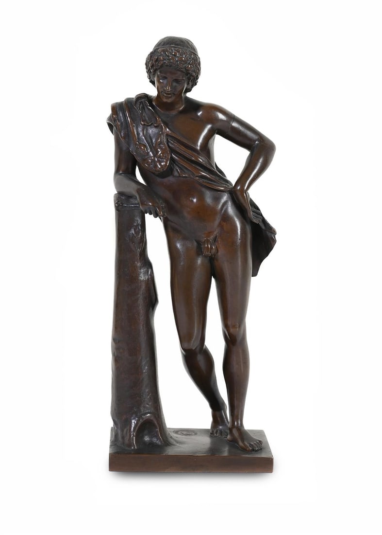 AFTER THE ANTIQUE, A BRONZE FIGURE OF THE FAUN OF PRAXITELES, CAST BY BARBEDIENNE, LATE 19TH CENTURY: AFTER THE ANTIQUE, A BRONZE FIGURE OF THE FAUN OF PRAXITELES CAST BY BARBEDIENNE, LATE 19TH CENTURY Foundry mark and Collas pastille 26cm high, the base 10cm x 7cm Literature: F. Haskell & N. Penny, T