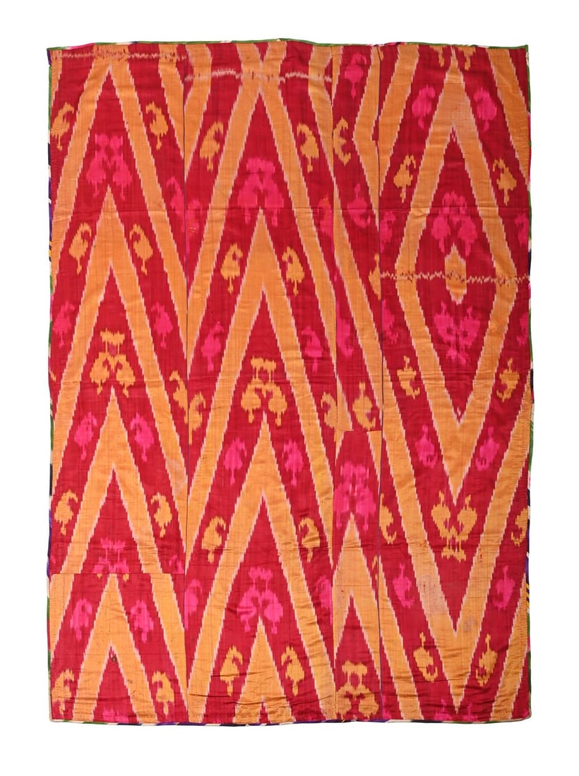 A SILK IKAT PANEL, UZBEKISTAN, CIRCA 1890 (1 of 3)