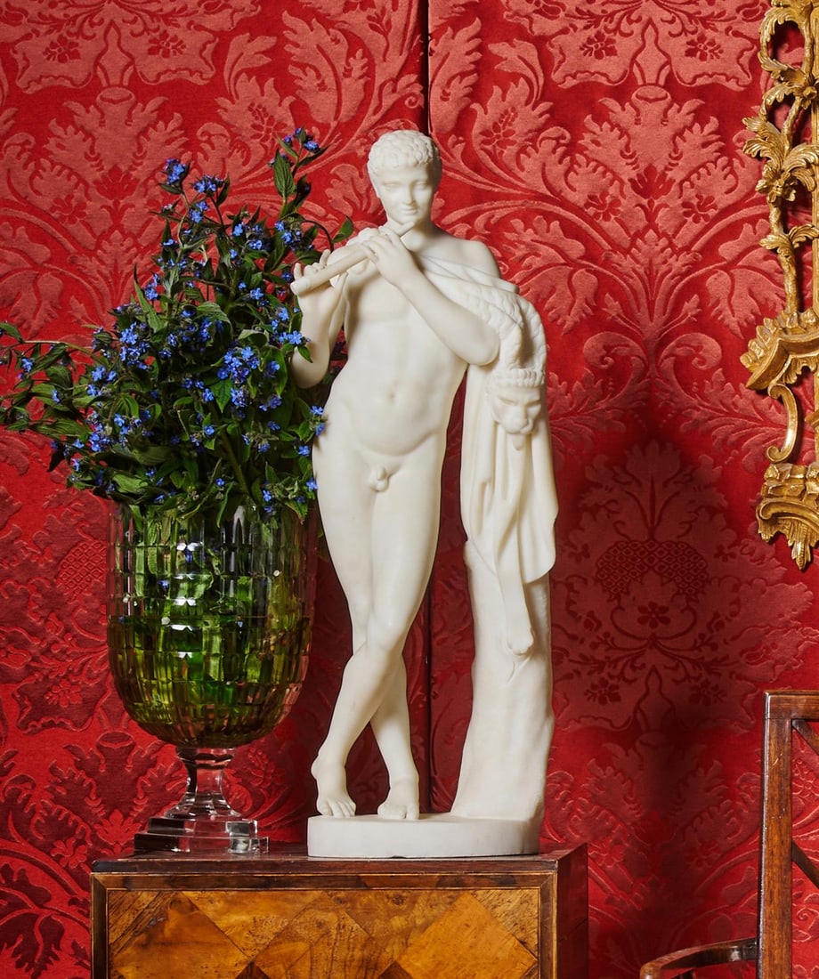 AFTER THE ANTIQUE, A LARGE WHITE MARBLE FIGURE OF THE SATYR PLAYING A FLUTE, FRENCH, 19TH CENTURY (1 of 4)