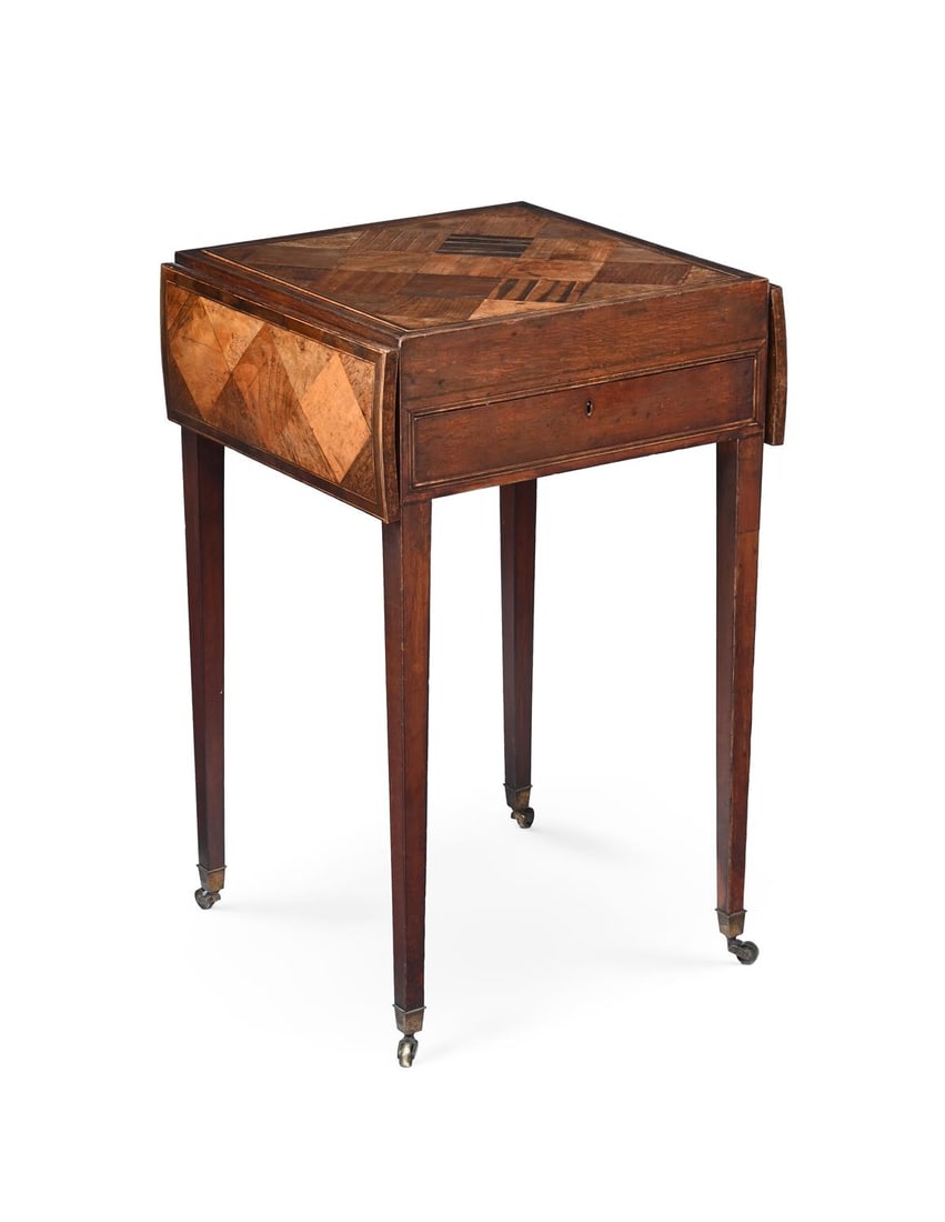 Y A GEORGE III PARQUETRY AND SPECIMEN WOOD PEMBROKE GAMES TABLE, CIRCA 1795 (1 of 5)