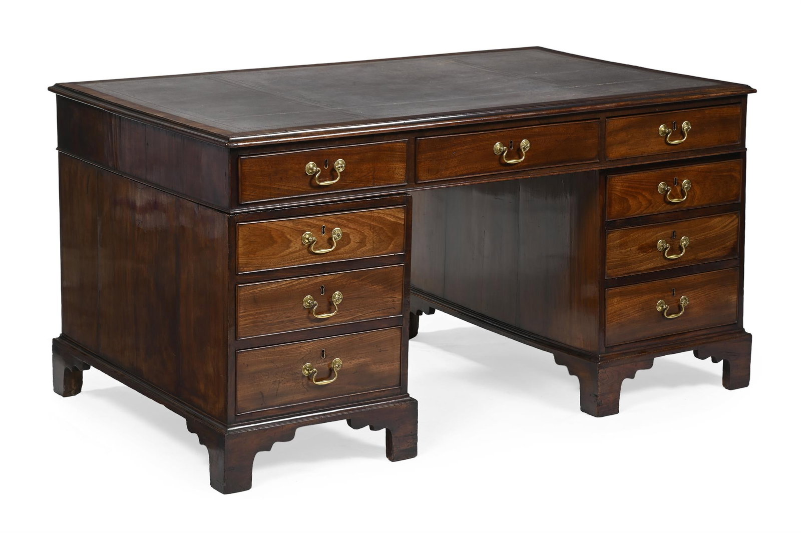 A GEORGE III MAHOGANY PARTNER'S PEDESTAL DESK, IN THE MANNER OF THOMAS CHIPPENDALE, CIRCA 1780 (1 of 3)