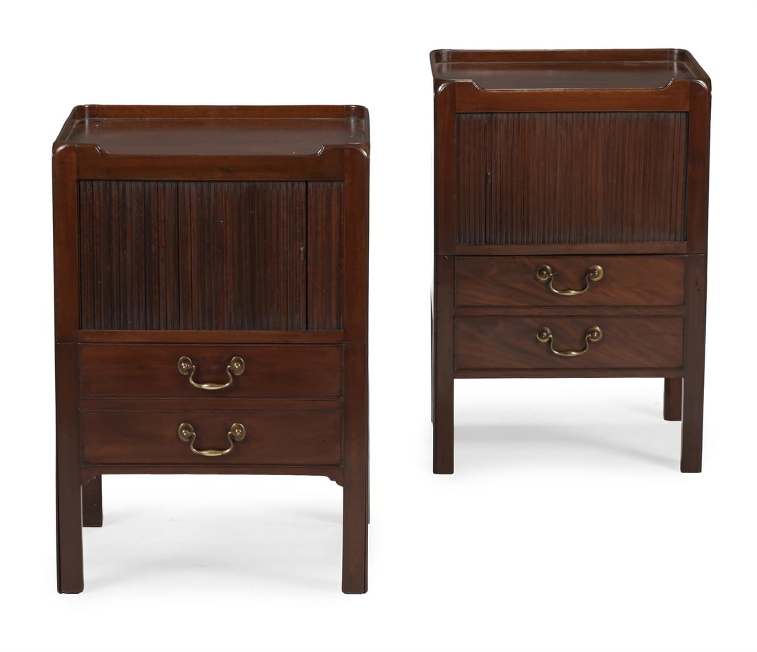 A MATCHED PAIR OF GEORGE III BEDSIDE CUPBOARDS, CIRCA 1800 (1 of 3)