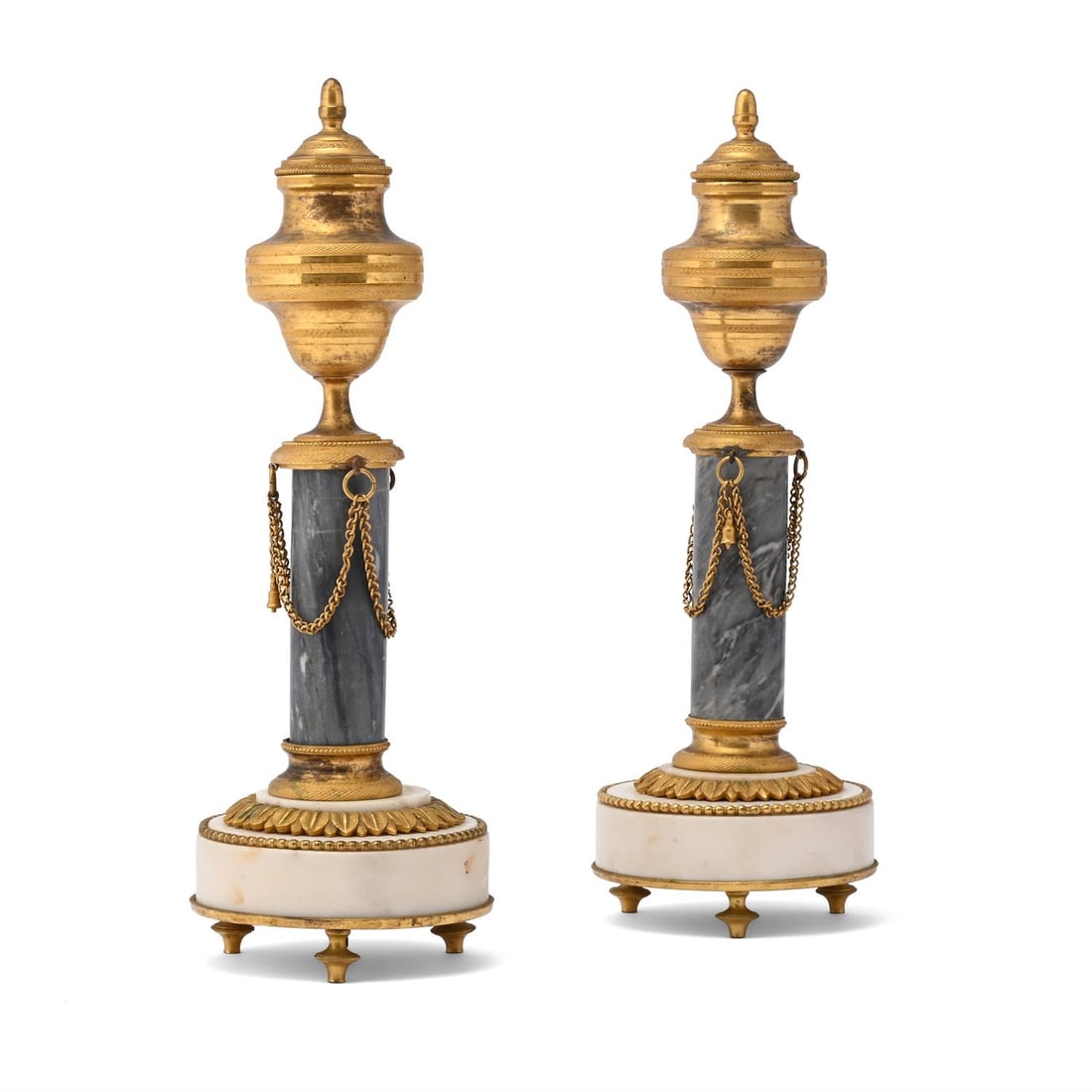 A PAIR OF LOUIS XVI ORMOLU MOUNTED MARBLE CASSOLETTES, LATE 18TH CENTURY (1 of 3)