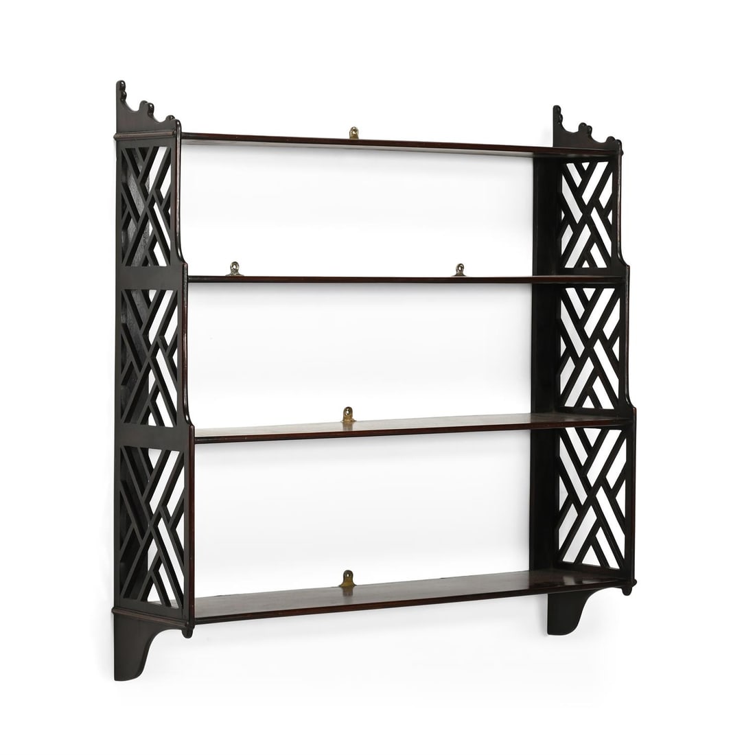 A FLIGHT OF GEORGE III MAHOGANY 'CHINESE CHIPPENDALE' HANGING SHELVES, LATE 18TH CENTURY (1 of 2)