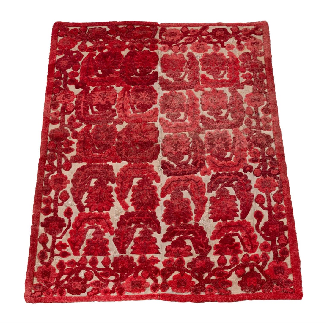 A TURKEY WORK PANEL OR BEDSPREAD, 18TH CENTURY (1 of 2)
