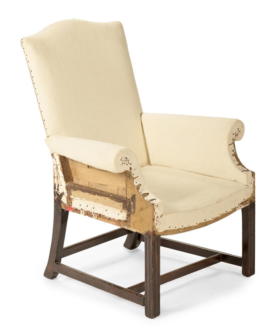 A GEORGE III MAHOGANY LIBRARY ARMCHAIR, CIRCA 1780 (1 of 3)