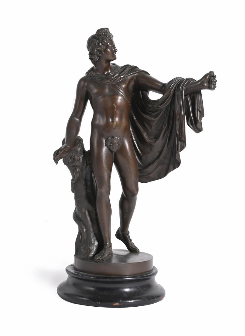 AFTER THE ANTIQUE, A FRENCH BRONZE FIGURE OF THE APOLLO BELVEDERE, LATE 19TH OR EARLY 20TH CENTURY (1 of 5)