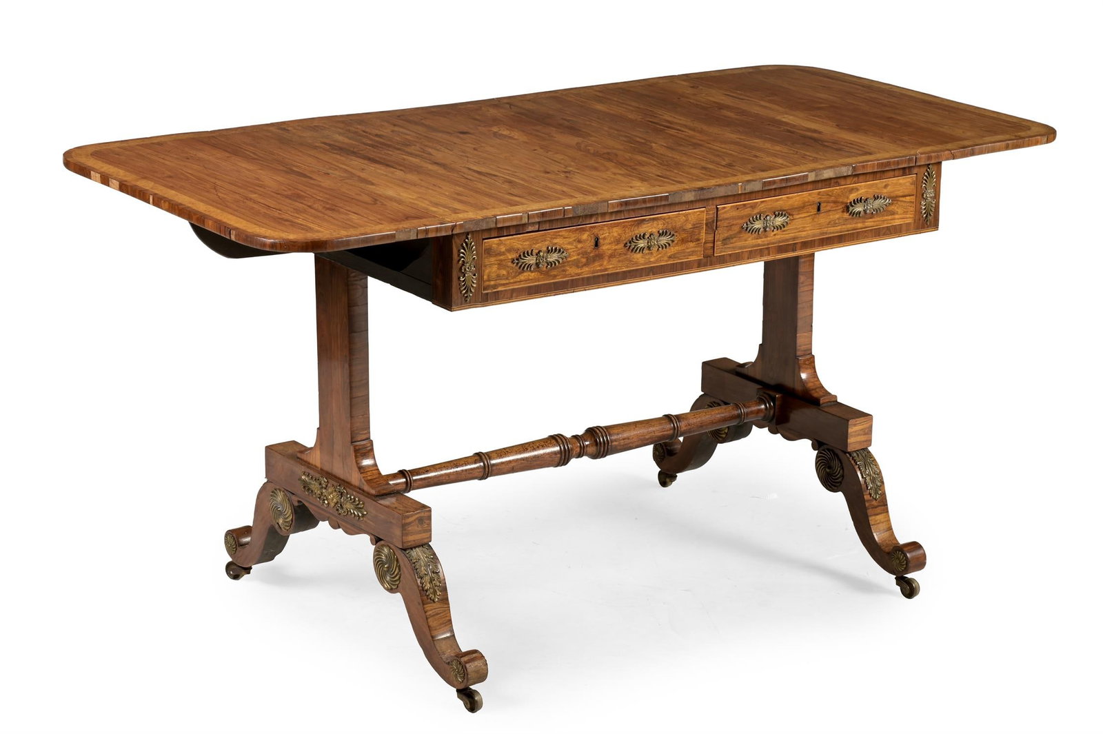 Y A REGENCY KINGWOOD, ROSEWOOD AND GILT METAL MOUNTED SOFA TABLE, CIRCA 1815 (1 of 5)