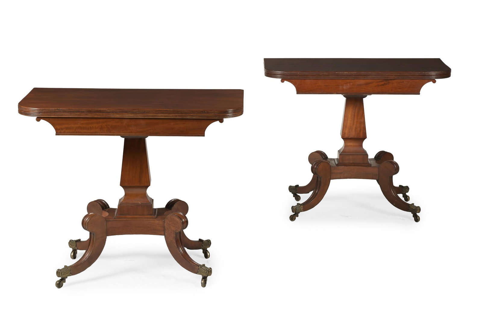A PAIR OF REGENCY FIGURED MAHOGANY TEA TABLES, CIRCA 1815 (1 of 3)