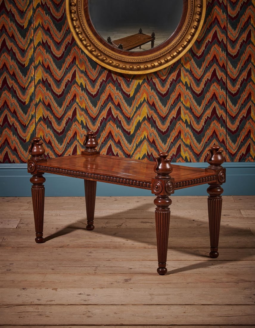 A FINE REGENCY MAHOGANY HALL BENCH, ATTRIBUTED TO GEORGE BULLOCK, CIRCA 1815 (1 of 4)