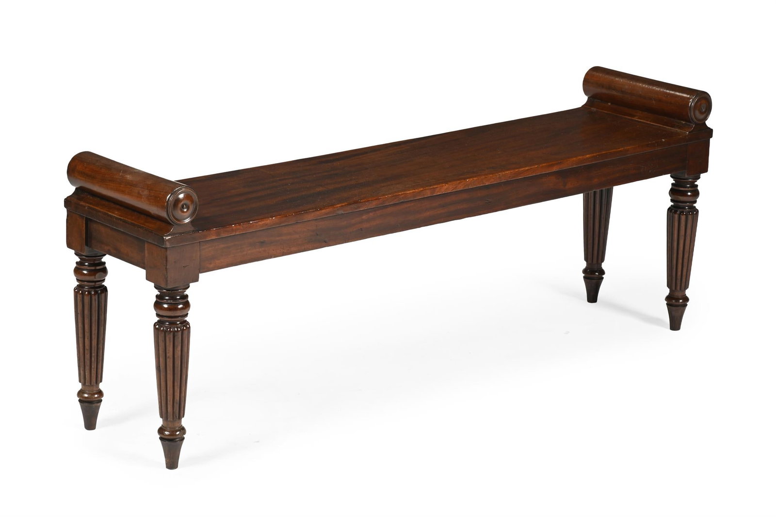 A REGENCY MAHOGANY HALL BENCH, ATTRIBUTED TO GILLOWS, CIRCA 1815 (1 of 3)