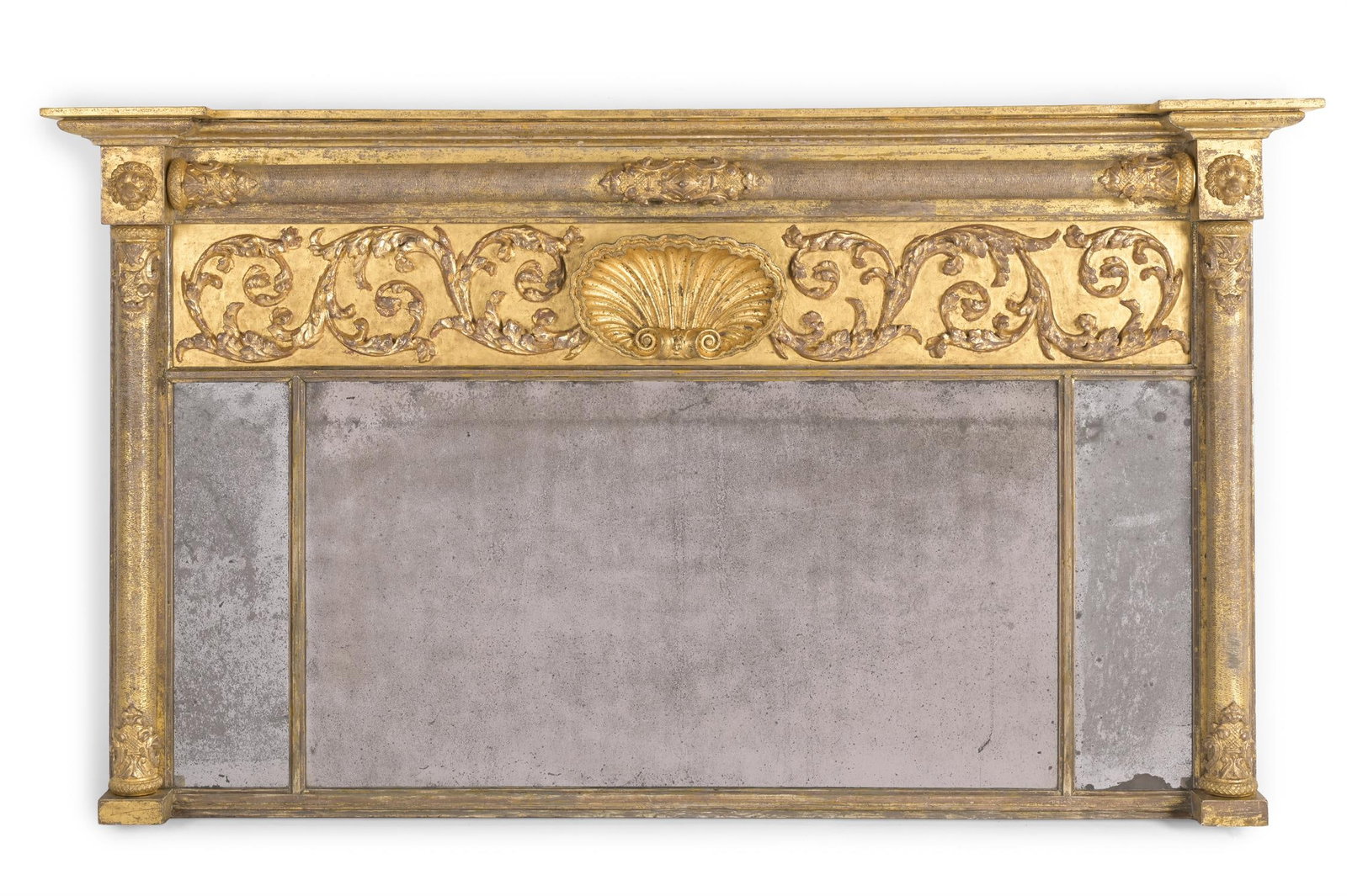 A REGENCY CARVED GILTWOOD AND GESSO TRIPTYCH MIRROR, CIRCA 1815 (1 of 2)