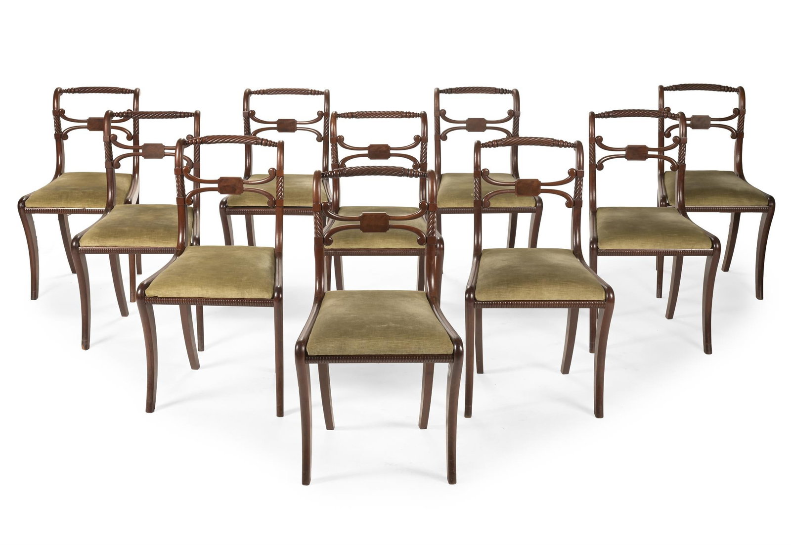 A SET OF TEN REGENCY MAHOGANY DINING CHAIRS, ATTRIBUTED TO GILLOWS, CIRCA 1815 (1 of 3)