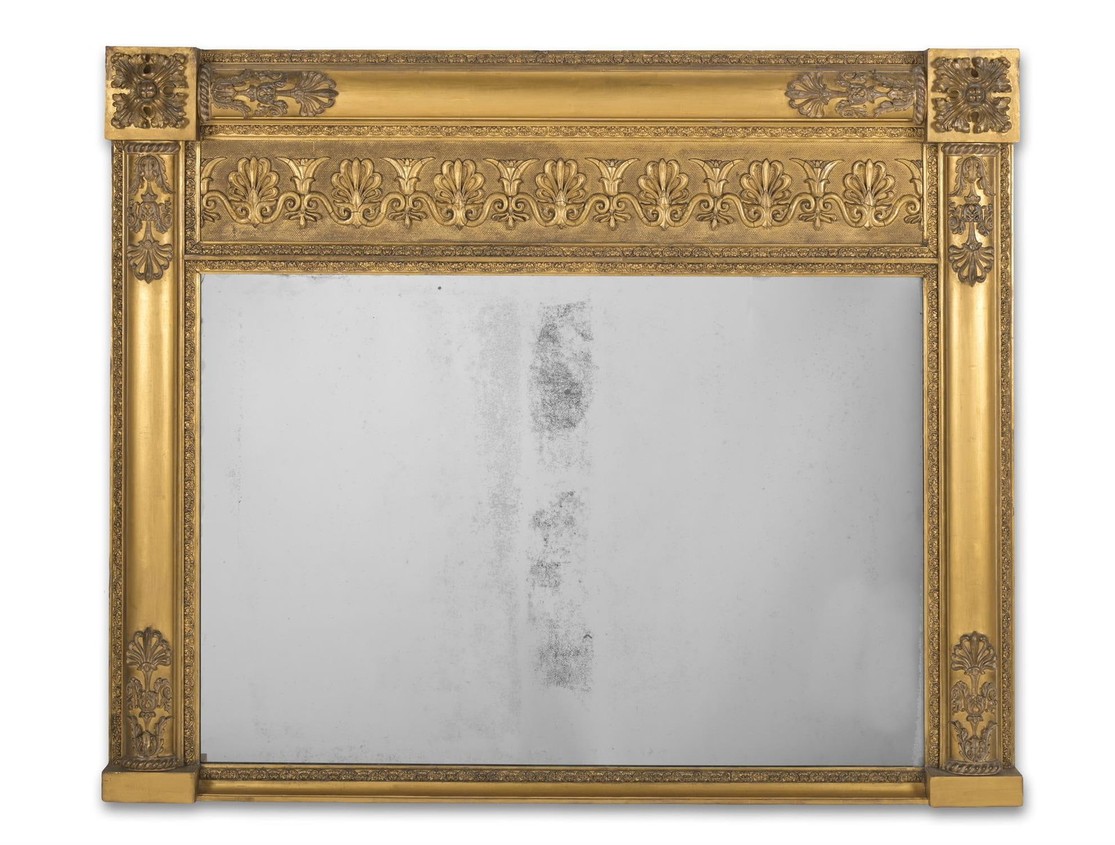 A REGENCY GILTWOOD AND GESSO OVERMANTEL MIRROR, CIRCA 1815 (1 of 2)