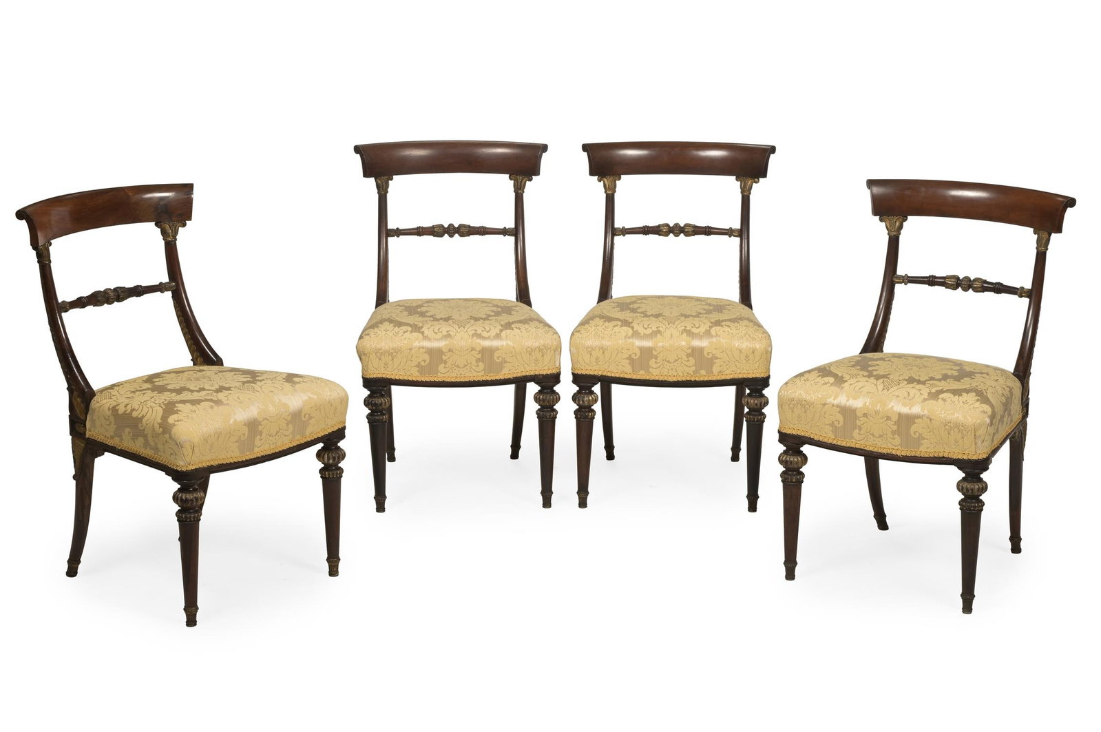 Y A SET OF FOUR GEORGE IV ROSEWOOD AND PARCEL GILT DINING CHAIRS, CIRCA 1825 (1 of 3)