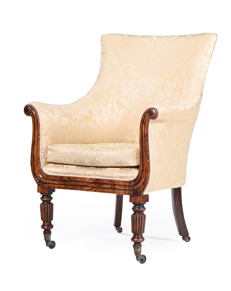 A REGENCY SIMULATED ROSEWOOD LIBRARY ARMCHAIR, ATTRIBUTED TO GILLOWS, CIRCA 1815 (1 of 2)