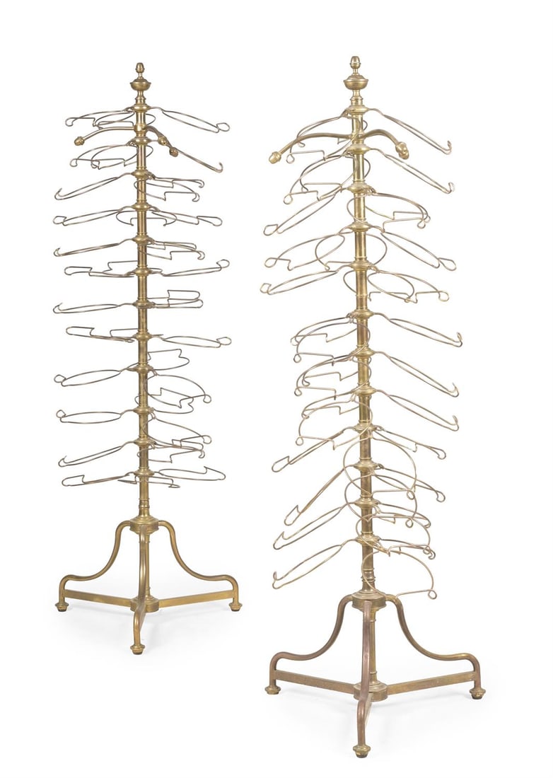 A RARE PAIR OF FRENCH BRASS REVOLVING PLATE DISPLAY STANDS, CIRCA 1900 (1 of 3)
