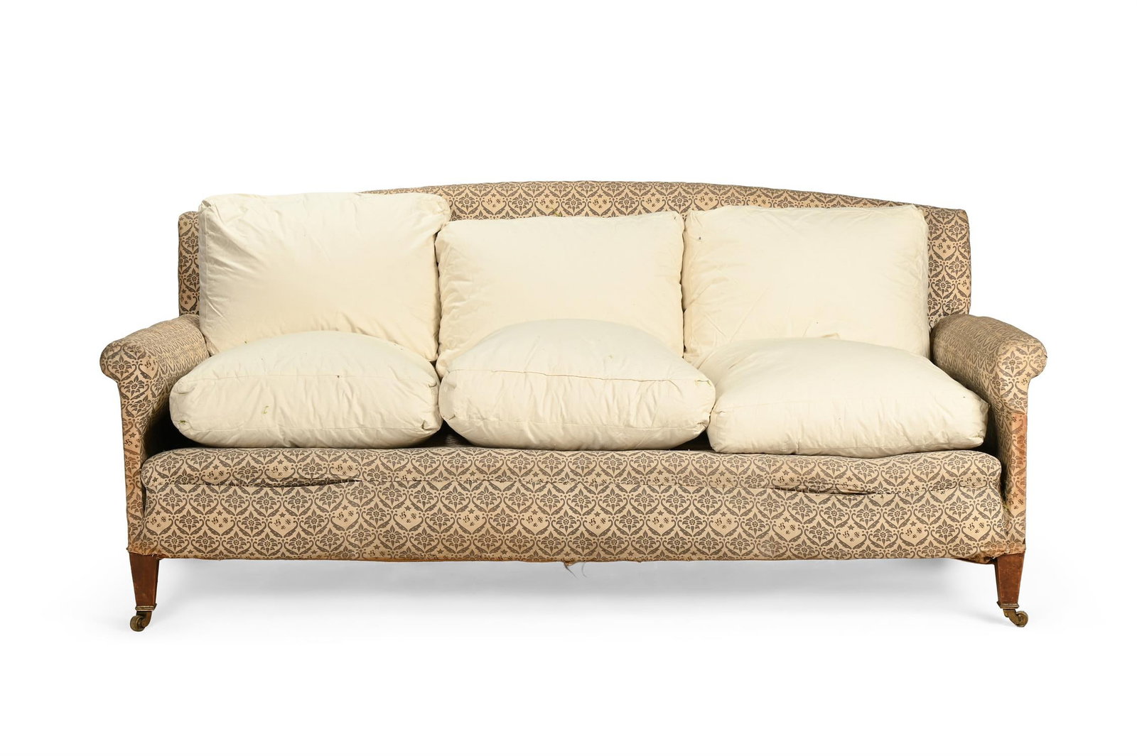 A VICTORIAN WALNUT AND UPHOLSTERED SOFA, BY HOWARD & SONS, LATE 19TH OR EARLY 20TH CENTURY (1 of 5)
