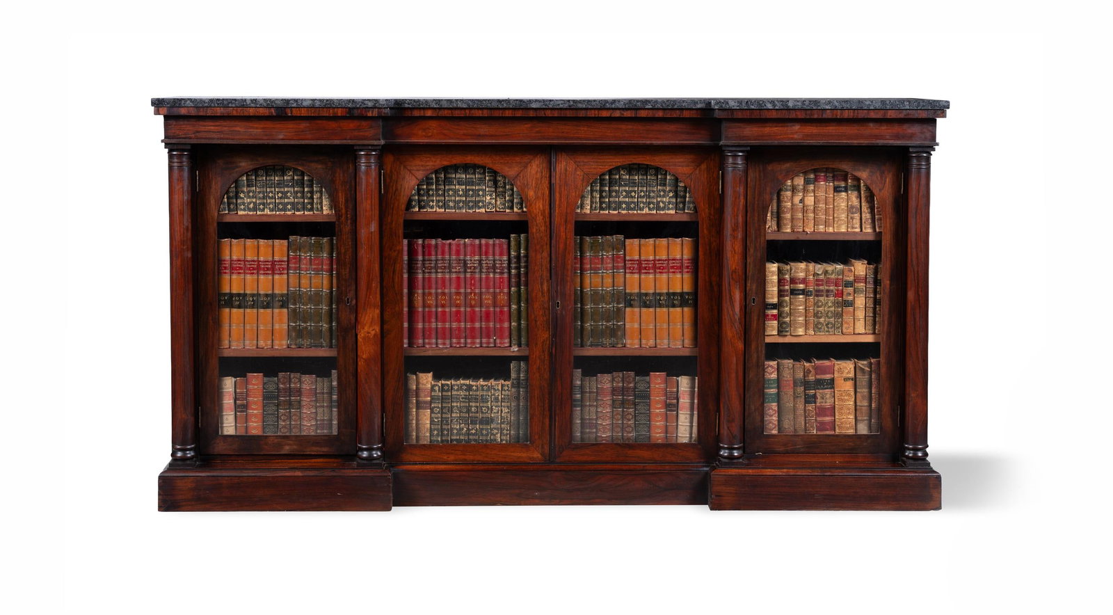 Y A WILLIAM IV ROSEWOOD INVERTED BREAKFRONT BOOKCASE OR SIDE CABINET, CIRCA 1835 (1 of 5)