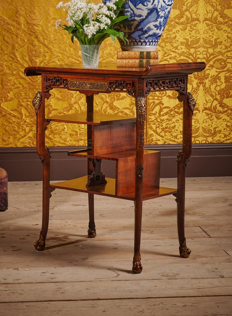 Y A FRENCH JAPONISME BEECH, ORMOLU MOUNTED AND MOTHER OF PERAL INLAID TABLE OR ETAGERE, CIRCA 1880 (1 of 11)
