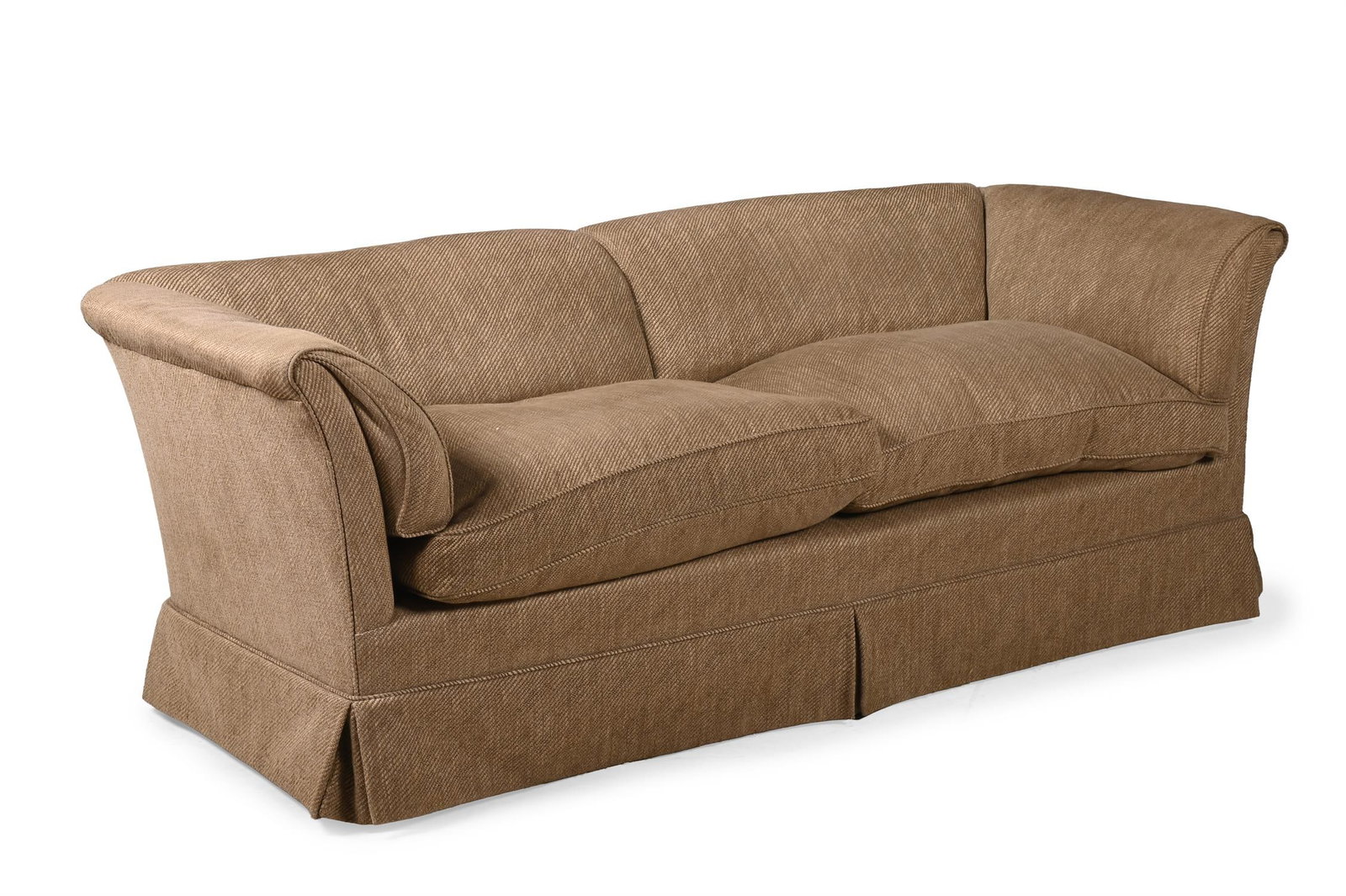 A BEECH AND LINEN UPHOLSTERED 'PAMPADOUR LOW BACK' SOFA, BY BEAUMONT & FLETCHER, CONTEMPORARY (1 of 2)