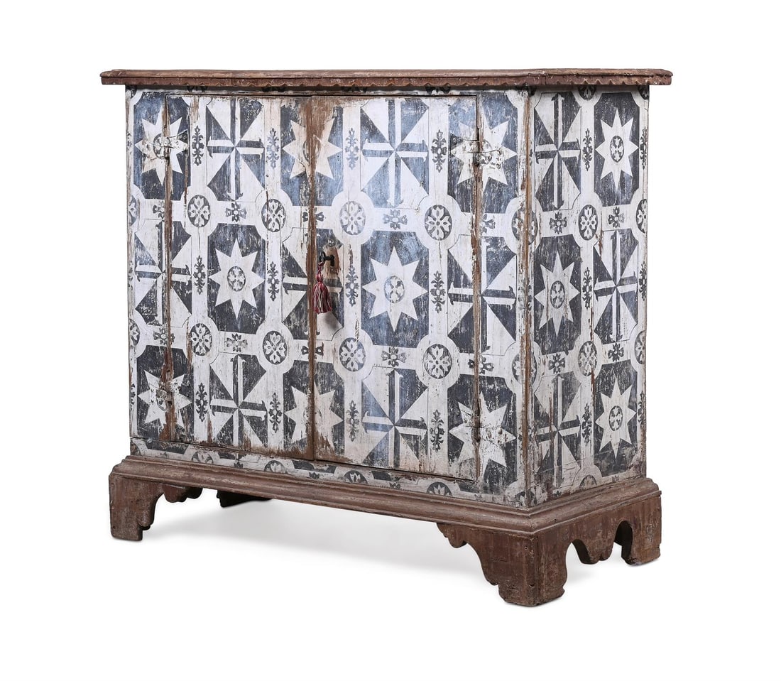 A FRENCH PAINTED PINE SIDE CABINET, 19TH CENTURY AND LATER (1 of 5)
