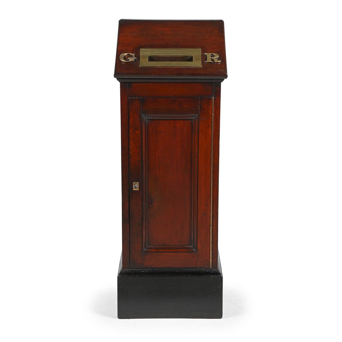 A GEORGE V MAHOGANY INSTITUTIONAL POST BOX, CIRCA 1910 (1 of 3)