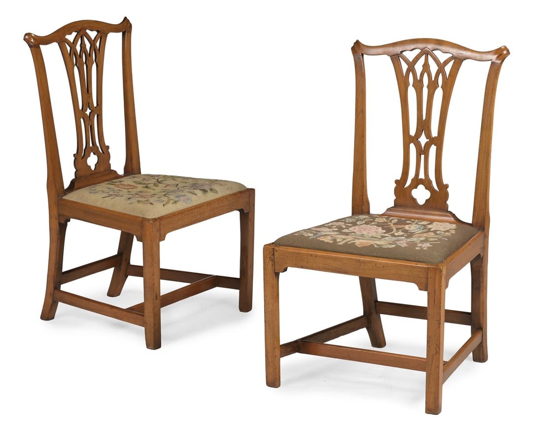 A PAIR OF GEORGE III FRUITWOOD SIDE CHAIRS, CIRCA 1780: A PAIR OF GEORGE III FRUITWOOD SIDE CHAIRS CIRCA 1780 each 95cm high, 54cm wide, 56cm deep Condition Report: PLEASE NOTE: ALL LOTS ARE LOCATED AT SACKVILLE WEST STORAGE IN ANDOVER (SP10 3SA) AND ARE