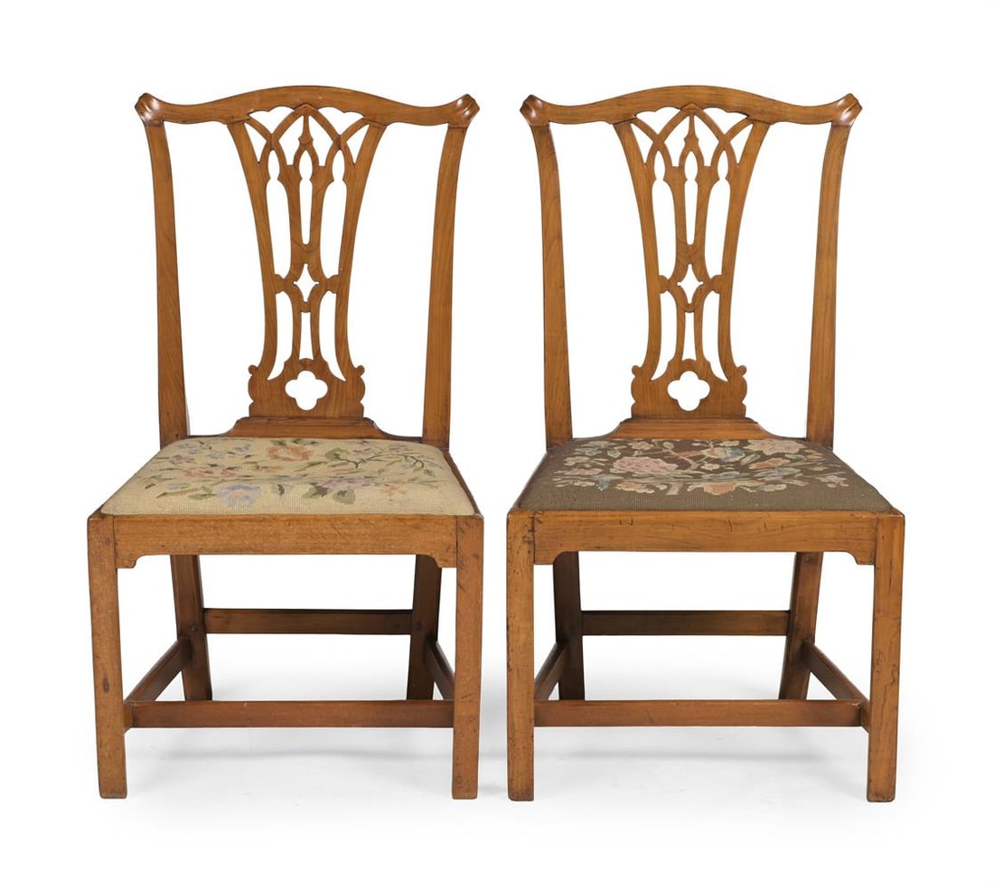 A PAIR OF GEORGE III FRUITWOOD SIDE CHAIRS, CIRCA 1780 - 2