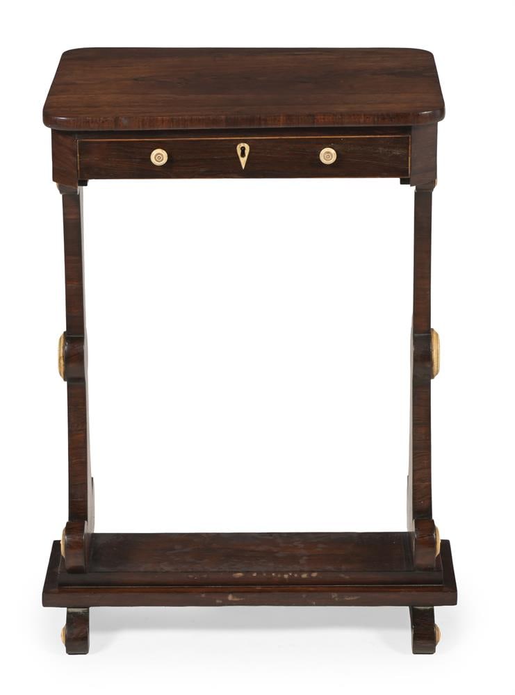 Y A REGENCY ROSEWOOD AND IVORY MOUNTED SIDE OR 'END' TABLE, CIRCA 1815 - 2