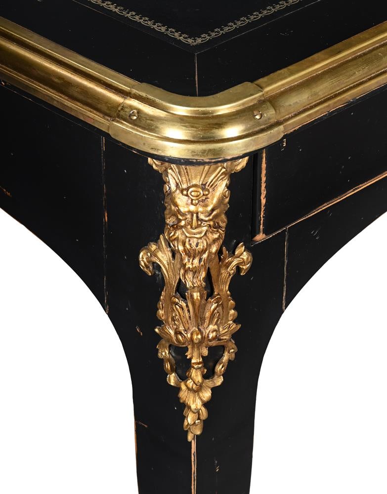 A LOUIS XV STYLE EBONISED BUREAU PLAT OR LIBRARY WRITING TABLE, LAST HALF 20TH CENTURY - 2