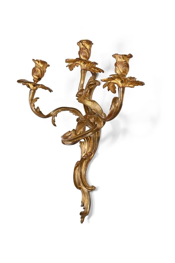 A PAIR OF ORMOLU WALL SCONCES, IN 18TH CENTURY LOUIS XV STYLE, PROBABLY LAST QUARTER 19TH CENTURY - 2