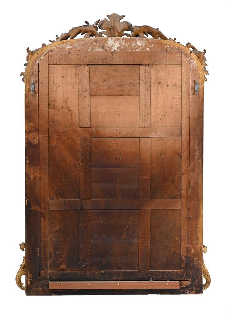 A VICTORIAN CARVED WOOD AND GILT GESSO OVERMANTEL OR WALL MIRROR, CIRCA 1840 - 3