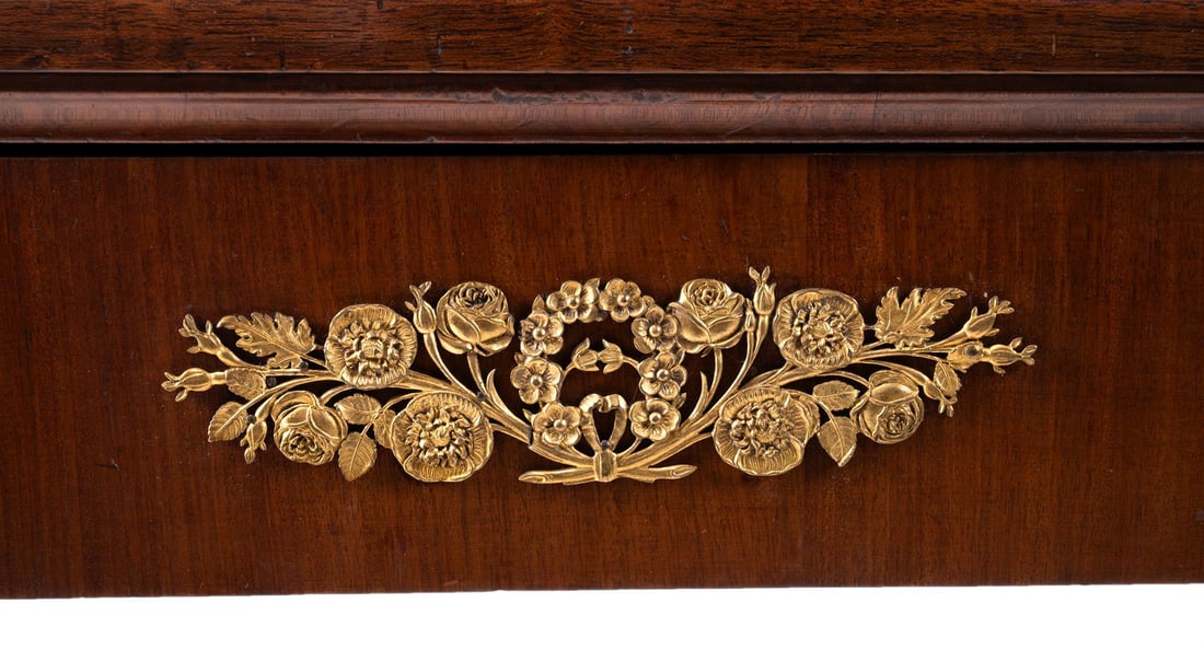 A MAHOGANY AND GILT METAL MOUNTED D-SHAPED CONSOLE TABLE, FRENCH, FIRST QUARTER 19TH CENTURY - 2