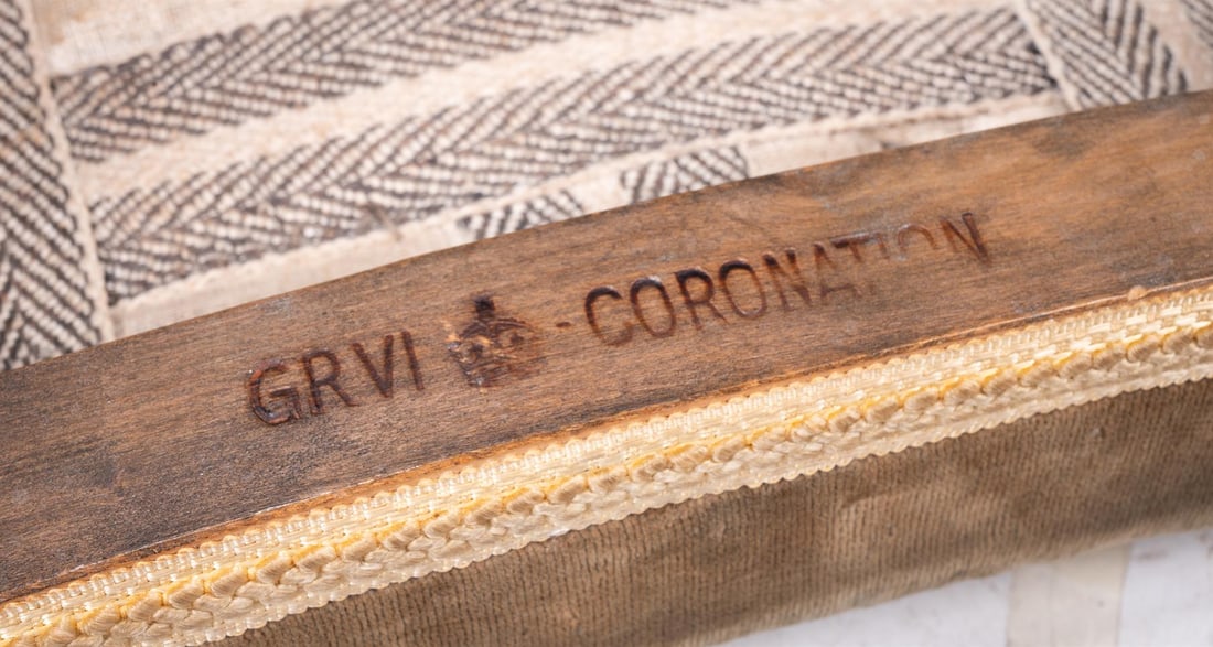 A KING GEORGE VI LIMED OAK CORANATION STOOL, PROBABLY BY GILLOWS, 1937 - 3