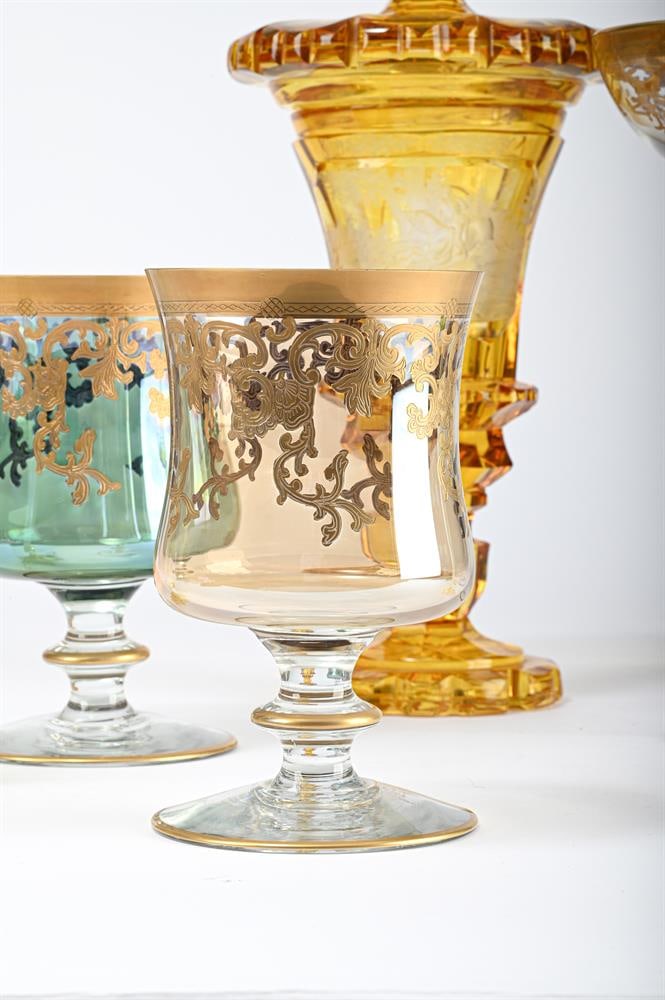 A BOHEMIAN AMBER-FLASHED GOBLET AND COVER, THIRD QUARTER 19TH CENTURY, AND FIVE FURTHER ITEMS - 2