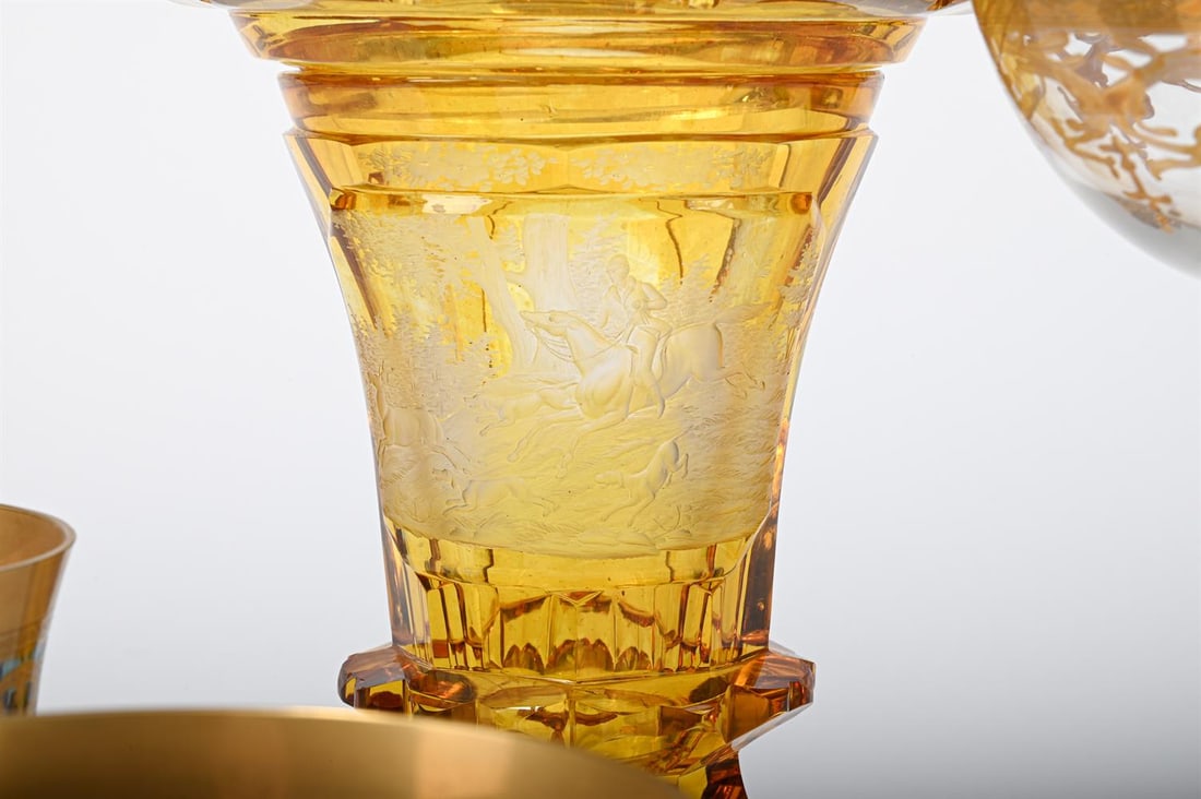 A BOHEMIAN AMBER-FLASHED GOBLET AND COVER, THIRD QUARTER 19TH CENTURY, AND FIVE FURTHER ITEMS - 3