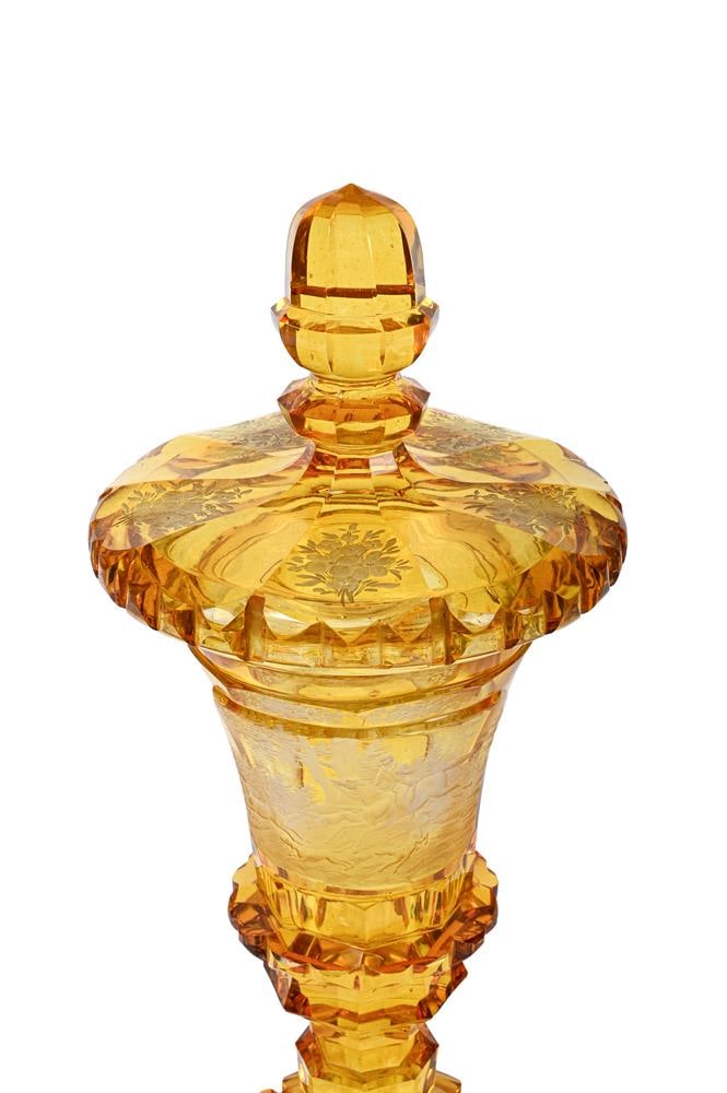 A BOHEMIAN AMBER-FLASHED GOBLET AND COVER, THIRD QUARTER 19TH CENTURY, AND FIVE FURTHER ITEMS - 4